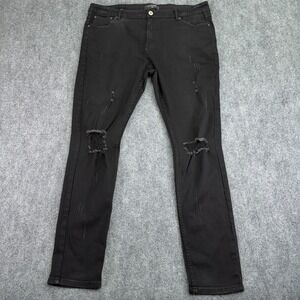Serenade Jeans Men 42 (39x31) Black Distressed Skinny Ripped Frayed Knee Stretch